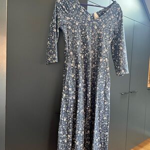 Pact Blue Floral Midi Dress